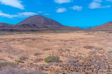 Lobos Adası volkanik manzarası, Kanarya Adaları, İspanya.
