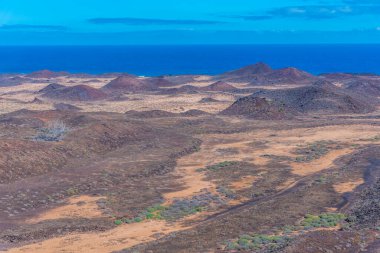Lobos Adası volkanik manzarası, Kanarya Adaları, İspanya.