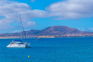 Corralejo, İspanya 'nın Kanarya Adaları Isla de Lobos adasından izlendi..