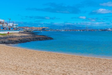 Güneşli bir günde Corralejo, Fuerteventura, Kanarya Adaları, İspanya.