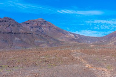 Jandia yarımadasındaki Fuerteventura çorak arazisi, Kanarya adaları, İspanya.