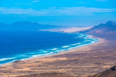 Fuentevertura, Kanarya Adaları, İspanya 'daki Cofete plajının hava manzarası.