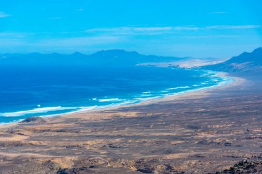 Fuentevertura, Kanarya Adaları, İspanya 'daki Cofete plajının hava manzarası.
