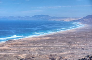 Fuentevertura, Kanarya Adaları, İspanya 'daki Cofete plajının hava manzarası.
