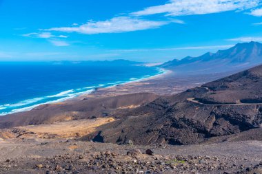 Fuentevertura, Kanarya Adaları, İspanya 'daki Cofete plajının hava manzarası.