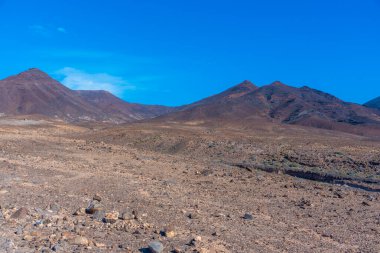 Jandia yarımadasındaki Fuerteventura çorak arazisi, Kanarya adaları, İspanya.