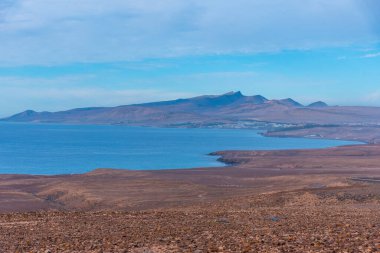 Sotavento bakış açısından Fuerteventura Adası Panoraması, Kanarya Adaları, İspanya.