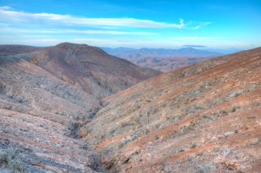 Sotavento bakış açısından Fuerteventura Adası Panoraması, Kanarya Adaları, İspanya.