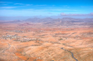 Fuerteventura, Kanarya Adaları, İspanya 'daki çorak arazinin havadan görünüşü.