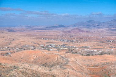 Fuerteventura, Kanarya Adaları, İspanya 'daki çorak arazinin havadan görünüşü.