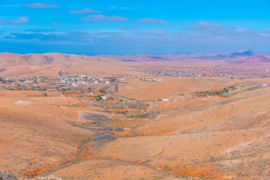 Fuerteventura, Kanarya Adaları, İspanya 'daki çorak arazinin havadan görünüşü.