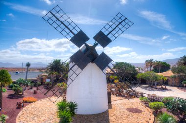 Fuerteventura, Kanarya Adaları, İspanya 'daki Majorero Peynir Müzesi' nde yel değirmeni.