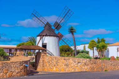 Fuerteventura, Kanarya Adaları, İspanya 'daki Majorero Peynir Müzesi' nde yel değirmeni.
