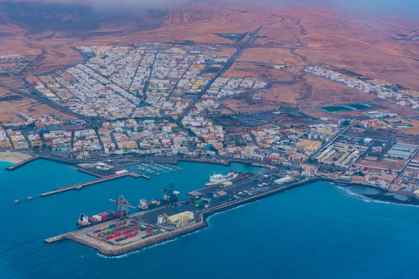 Flygfoto Över Puerto Del Rosario Fuerteventura Kanarieöarna Spanien — Stockfoto