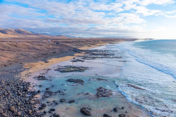 Línea Costera Con Playas Que Extienden Desde Pueblo Cotillo Fuerteventura —  Fotos de Stock