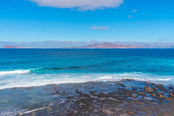 Lanzarote Vanaf Isla Lobos Canarische Eilanden Spanje — Stockfoto
