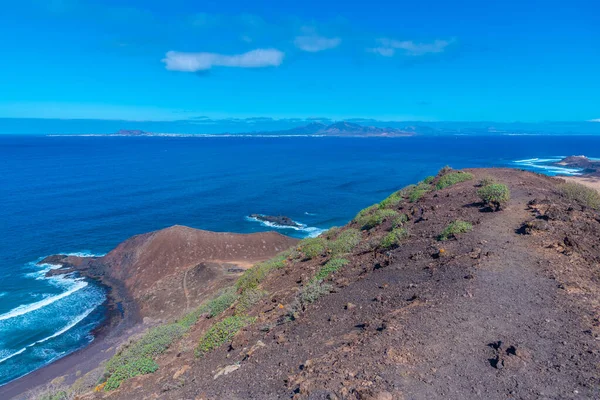 Lanzarote, İspanya 'nın Kanarya Adaları, Lobos Adası' ndan izlendi..