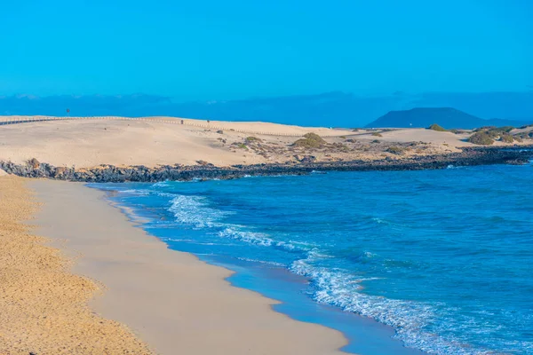 Playa Alzada Písečných Dunách Corralejo Fuerteventury Kanárské Ostrovy Španělsko — Stock fotografie