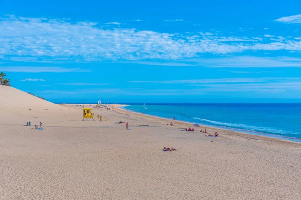 Solig Dag Playa Matorral Morro Jable Fuerteventura Kanarieöarna Spanien — Stockfoto