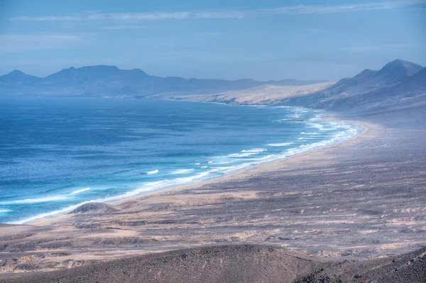 Flygfoto Över Cofete Stranden Fuentevertura Kanarieöarna Spanien — Stockfoto