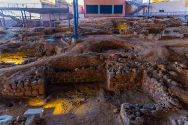 Archaeological excavation at Cueva Pintada museum at Galdar, Gran Canaria, Canary Islands, Spain. clipart