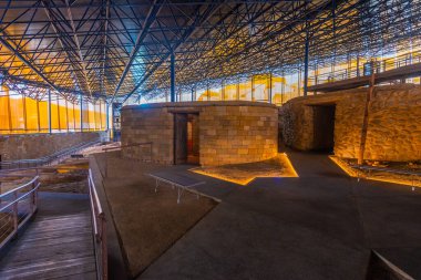 Galdar, Gran Canaria, Kanarya Adaları, İspanya 'daki Cueva Pintada müzesinde arkeolojik kazı.