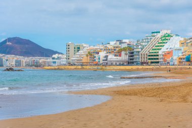 Gran Canaria 'daki Las Canteras Sahili, Kanarya Adaları, İspanya.