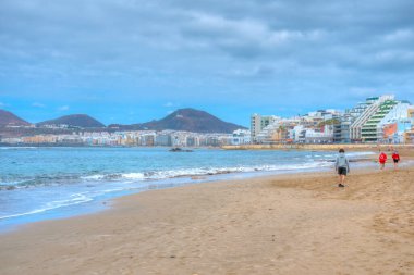 Gran Canaria 'daki Las Canteras Sahili, Kanarya Adaları, İspanya.