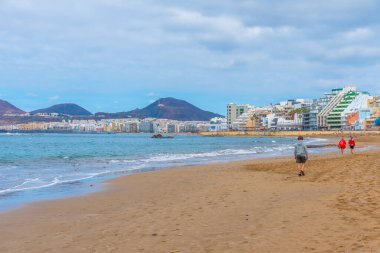 Gran Canaria 'daki Las Canteras Sahili, Kanarya Adaları, İspanya.
