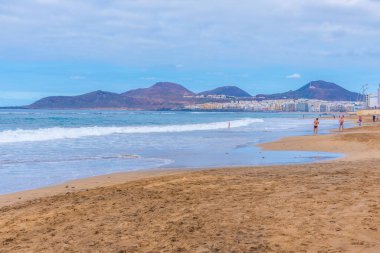 Gran Canaria 'daki Las Canteras Sahili, Kanarya Adaları, İspanya.
