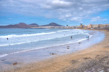 Gran Canaria 'daki Las Canteras Sahili, Kanarya Adaları, İspanya.