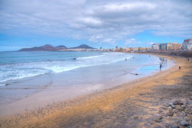 Gran Canaria 'daki Las Canteras Sahili, Kanarya Adaları, İspanya.