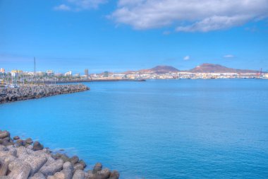 Las Palmas de Gran Canaria 'daki sanayi limanı, Kanarya adaları, İspanya.
