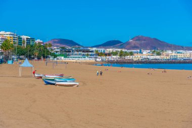 Playa de Las Alcaravaneras Las Palmas de Gran Canaria, Kanarya Adaları, İspanya.