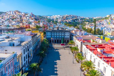 Las Palmas de Gran Canaria 'daki Santa Ana Meydanı' nın havadan görünüşü, Kanarya Adaları, İspanya.