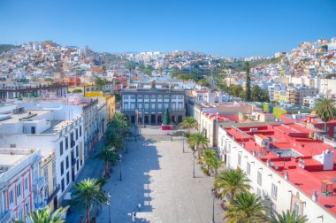 Las Palmas de Gran Canaria 'daki Santa Ana Meydanı' nın havadan görünüşü, Kanarya Adaları, İspanya.