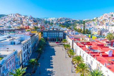 Las Palmas de Gran Canaria 'daki Santa Ana Meydanı' nın havadan görünüşü, Kanarya Adaları, İspanya.