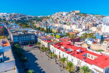 Las Palmas de Gran Canaria 'daki Santa Ana Meydanı' nın havadan görünüşü, Kanarya Adaları, İspanya.