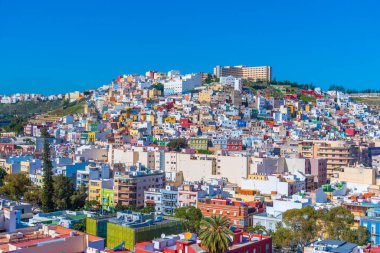 Las Palmas de Gran Canaria 'nın havadan görünüşü, Kanarya Adaları, İspanya.