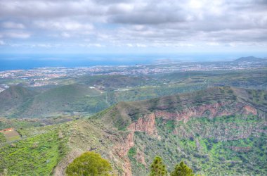 Gran Canaria 'nın kıyı şeridi Caldera de Bandama, Kanarya Adaları, İspanya.