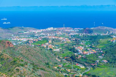 Gran Canaria 'nın doğu kıyısının havadan görünüşü, kanarya adaları, İspanya.