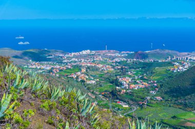 Gran Canaria 'nın doğu kıyısının havadan görünüşü, kanarya adaları, İspanya.