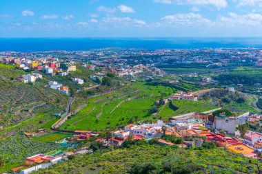 Gran Canaria 'nın doğu kıyısının havadan görünüşü, kanarya adaları, İspanya.