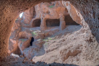 Gran Canaria, Kanarya Adaları 'ndaki Cuatro Puertas Arkeoloji Bölgesi, İspanya.