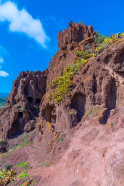 Gran Canaria, Kanarya Adaları 'ndaki Cuatro Puertas Arkeoloji Bölgesi, İspanya.