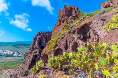 Gran Canaria, Kanarya Adaları 'ndaki Cuatro Puertas Arkeoloji Bölgesi, İspanya.