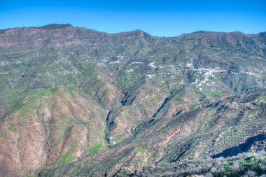 İspanya, Kanarya Adaları, Gran Canaria 'nın Tejeda köyünün manzarası.