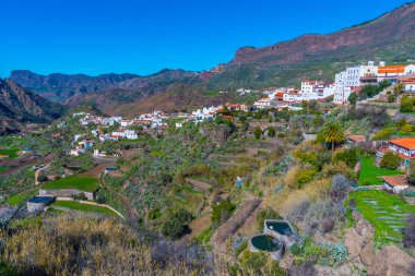 İspanya, Kanarya Adaları, Gran Canaria 'nın Tejeda köyünün manzarası.