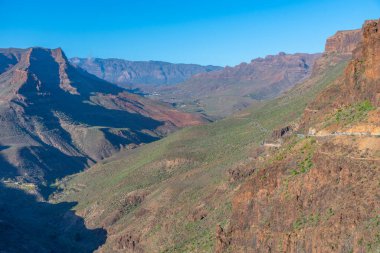 Gran Canaria 'daki Degollada de La Yegua bakış açısı, Kanarya Adaları, İspanya.