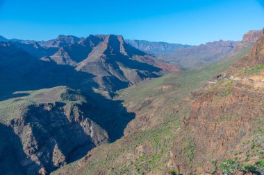 Gran Canaria 'daki Degollada de La Yegua bakış açısı, Kanarya Adaları, İspanya.